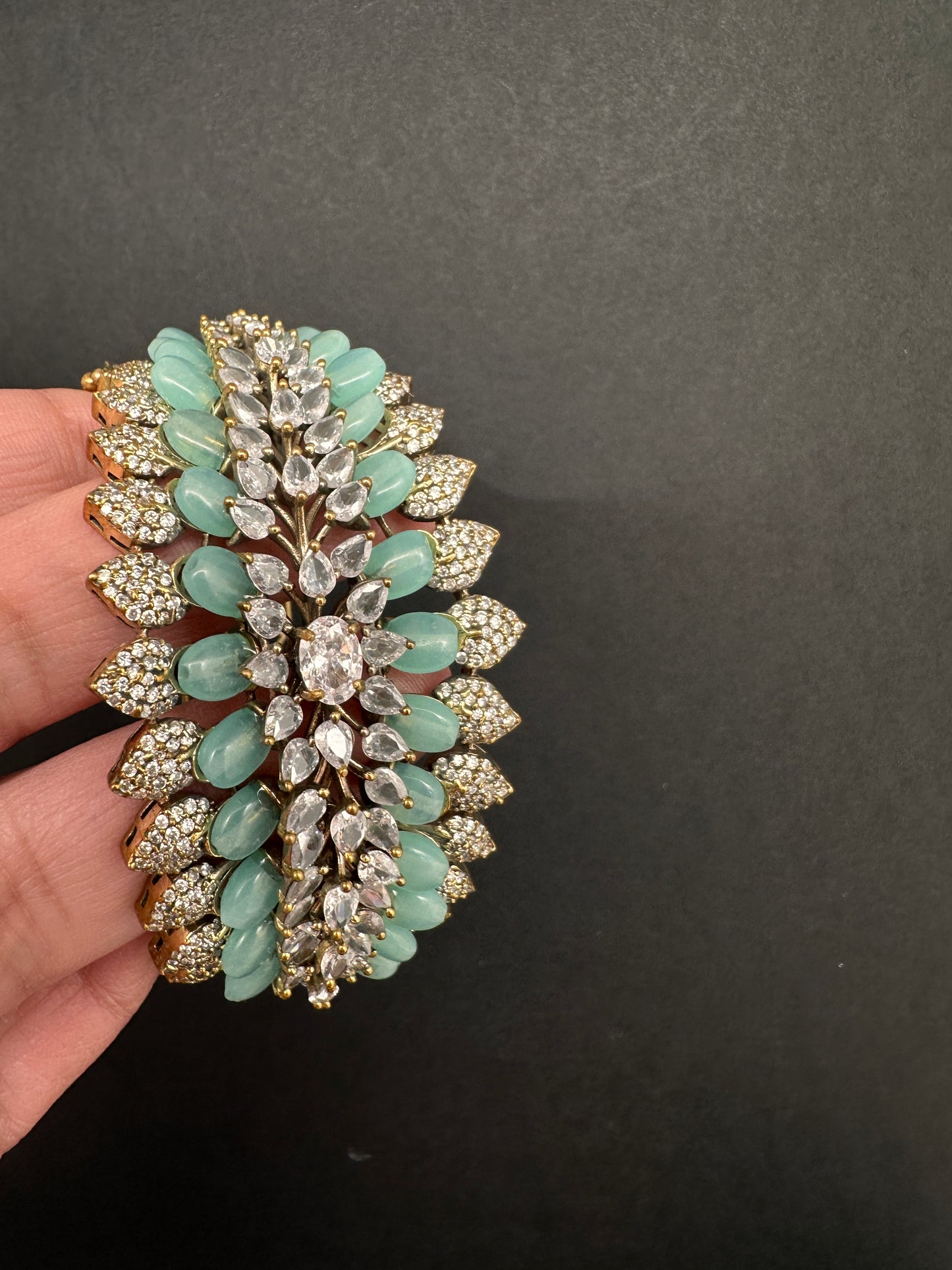 Victorian AD Color Openable Kada Bracelet - MintGreen