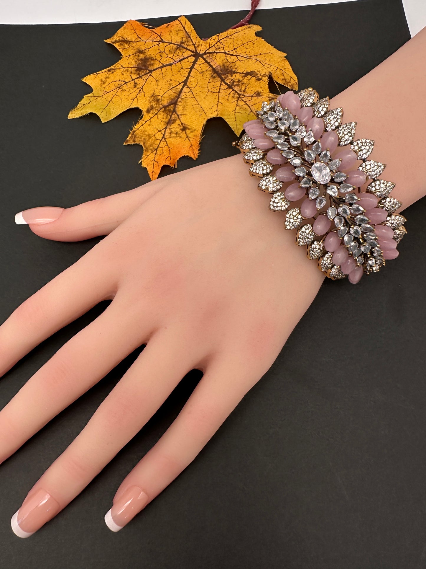 Victorian AD Color Openable Kada Bracelet - Pink