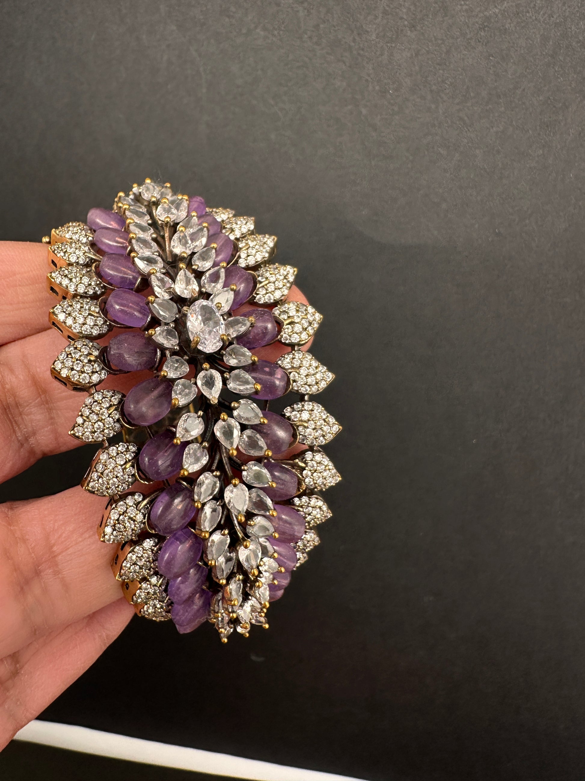 Victorian AD Color Openable Kada Bracelet - Purple