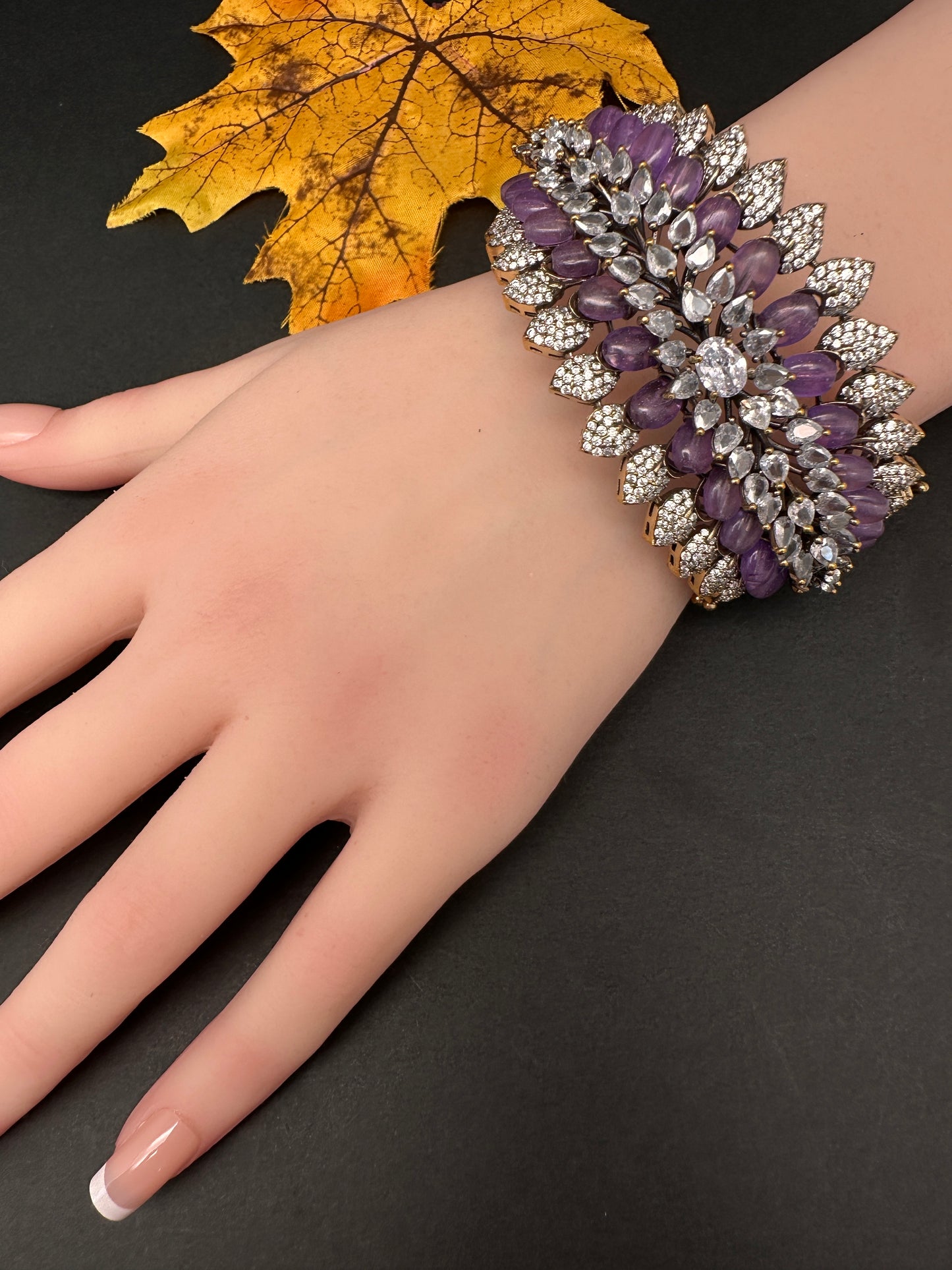 Victorian AD Color Openable Kada Bracelet - Purple