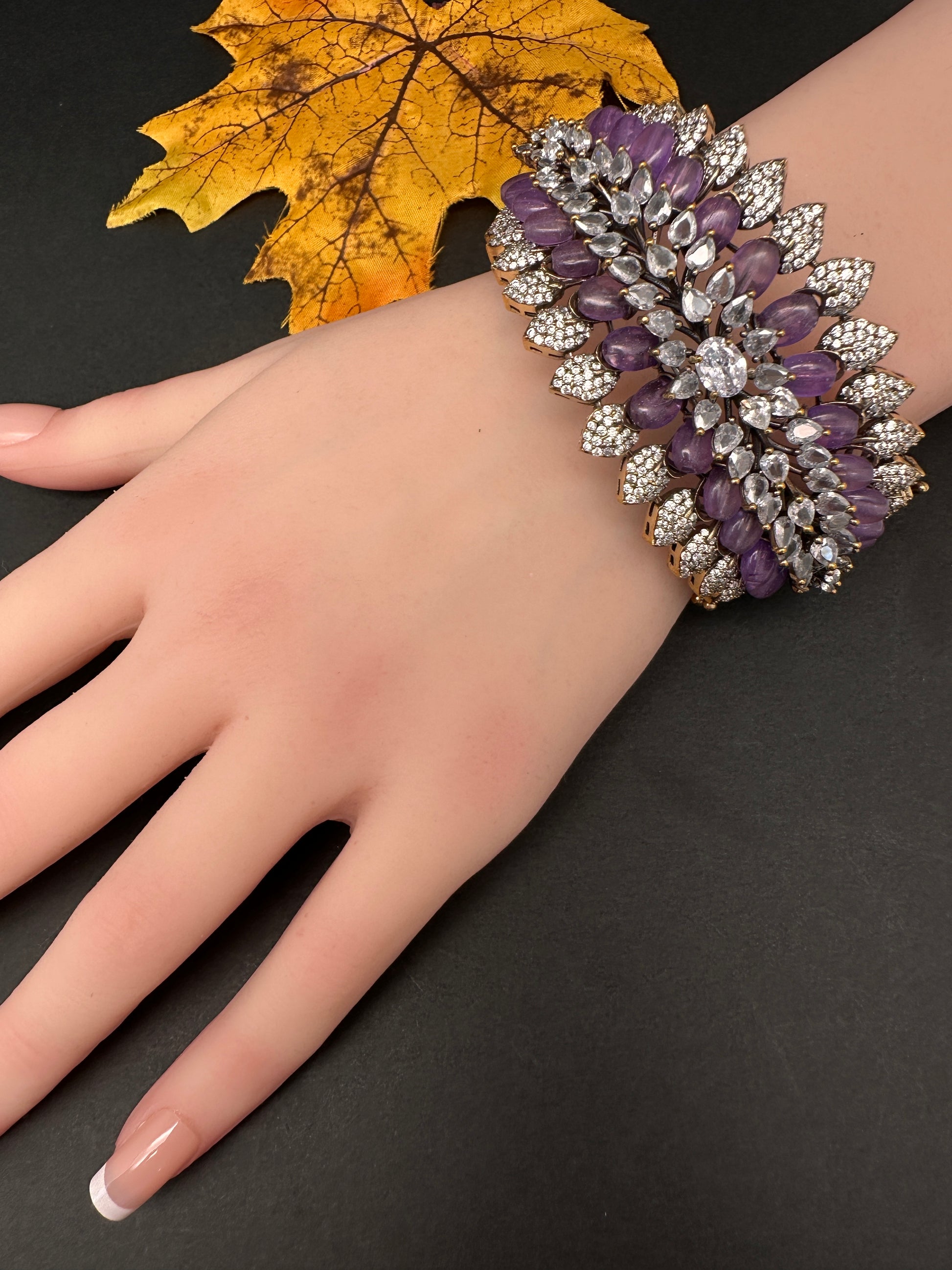 Victorian AD Color Openable Kada Bracelet - Purple
