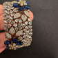 Victorian AD Beads Floral Color Openable Kada Bracelet - Blue
