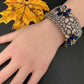 Victorian AD Beads Floral Color Openable Kada Bracelet - Blue