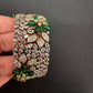 Victorian AD Beads Floral Color Openable Kada Bracelet - Green