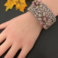 Victorian AD Beads Floral Color Openable Kada Bracelet - Pink