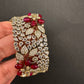 Victorian AD Beads Floral Color Openable Kada Bracelet - Red