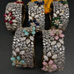 Victorian AD Beads Floral Color Openable Kada Bracelet - Red