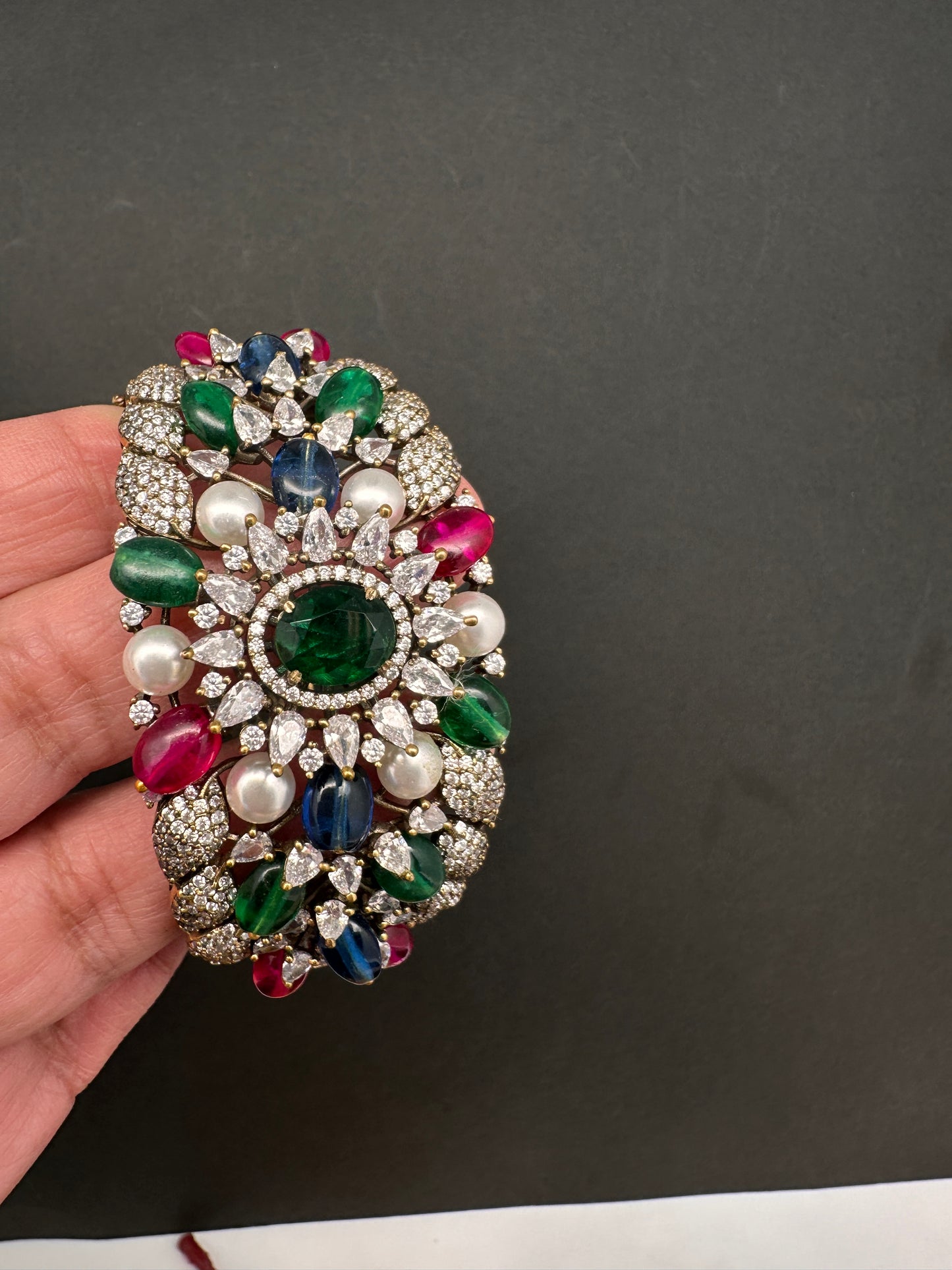 Victorian AD Beads Color Openable Kada Bracelet - Multi