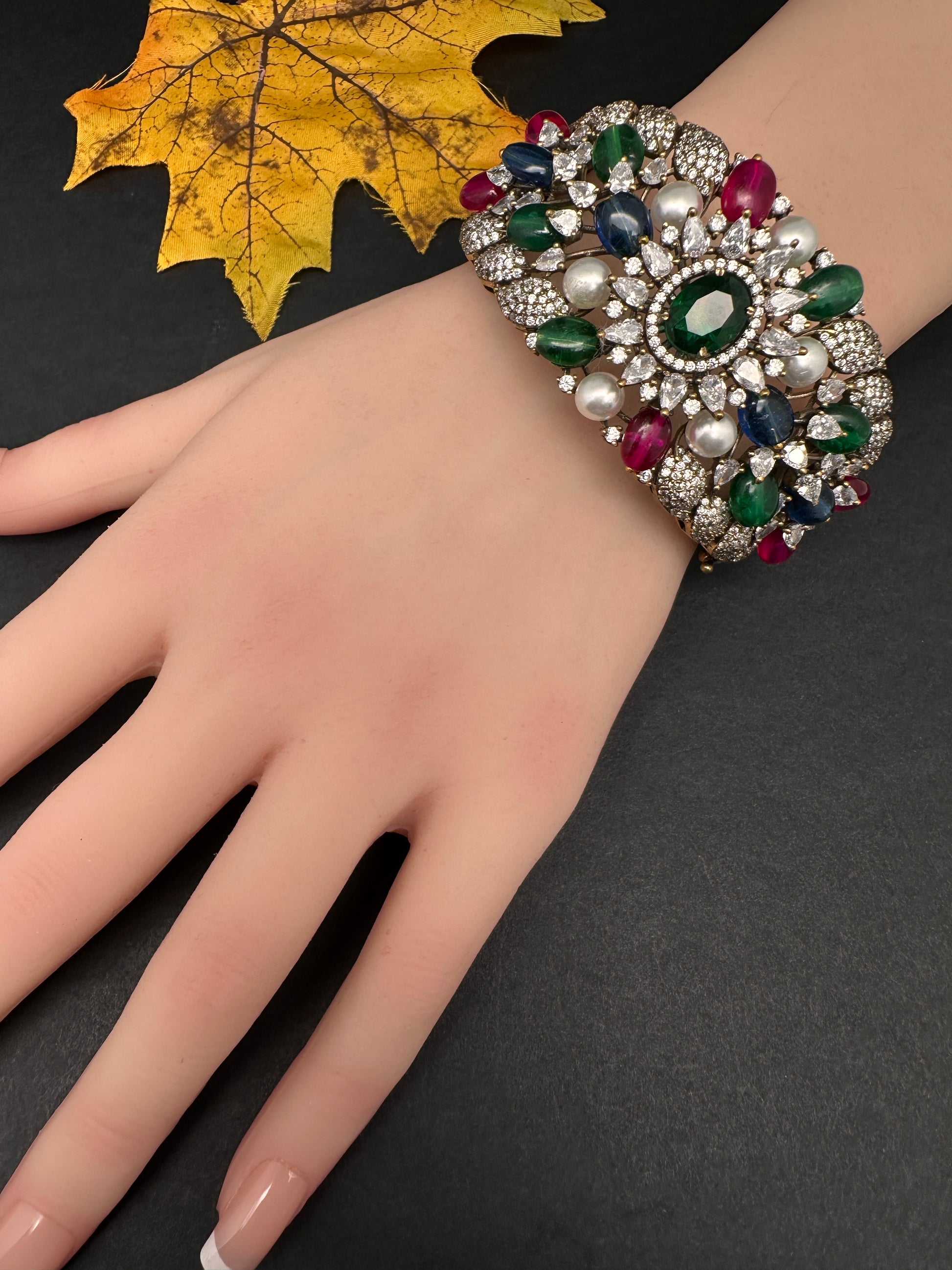 Victorian AD Beads Color Openable Kada Bracelet - Multi