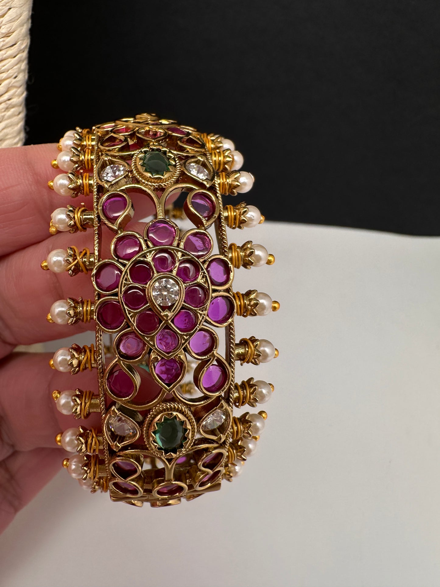 Kemp Multi Color Stones Openable Kada Bracelet - 