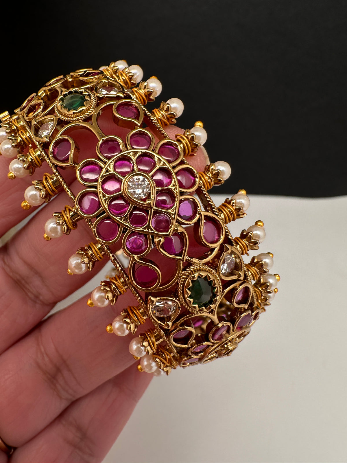 Kemp Multi Color Stones Openable Kada Bracelet - 