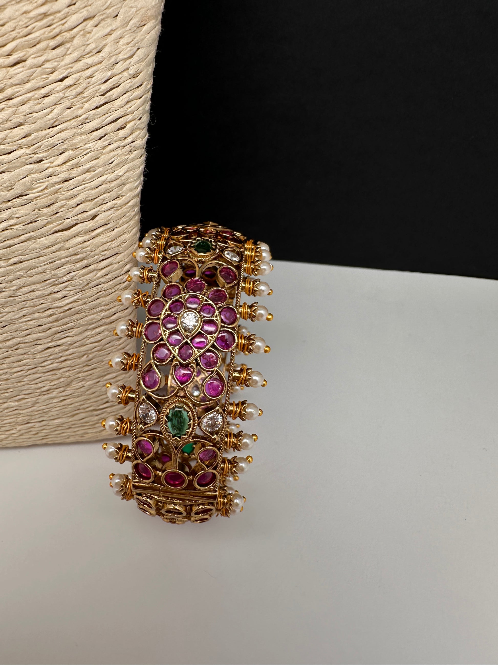 Kemp Multi Color Stones Openable Kada Bracelet - 