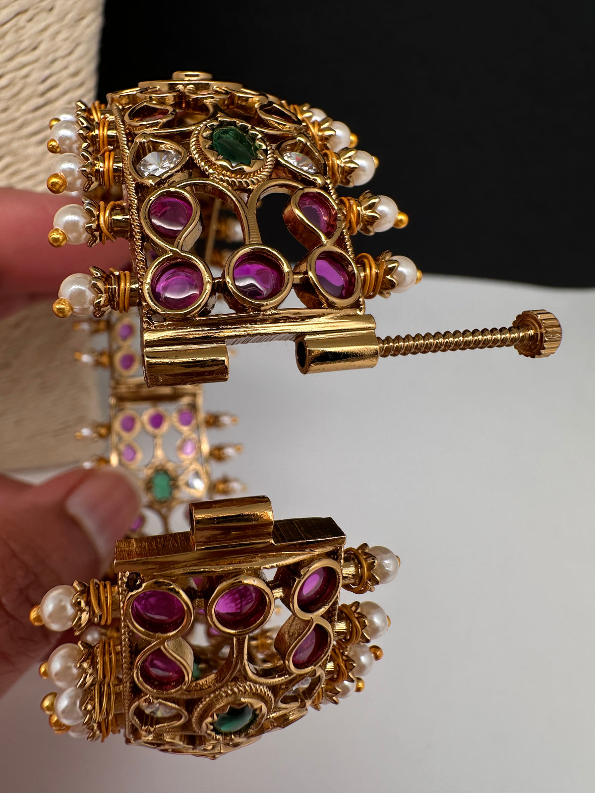 Kemp Multi Color Stones Openable Kada Bracelet - 