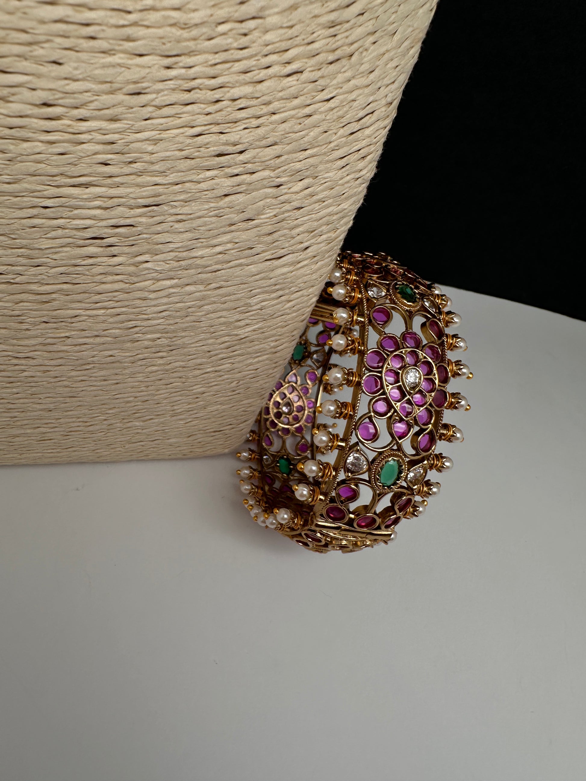 Kemp Multi Color Stones Openable Kada Bracelet - 