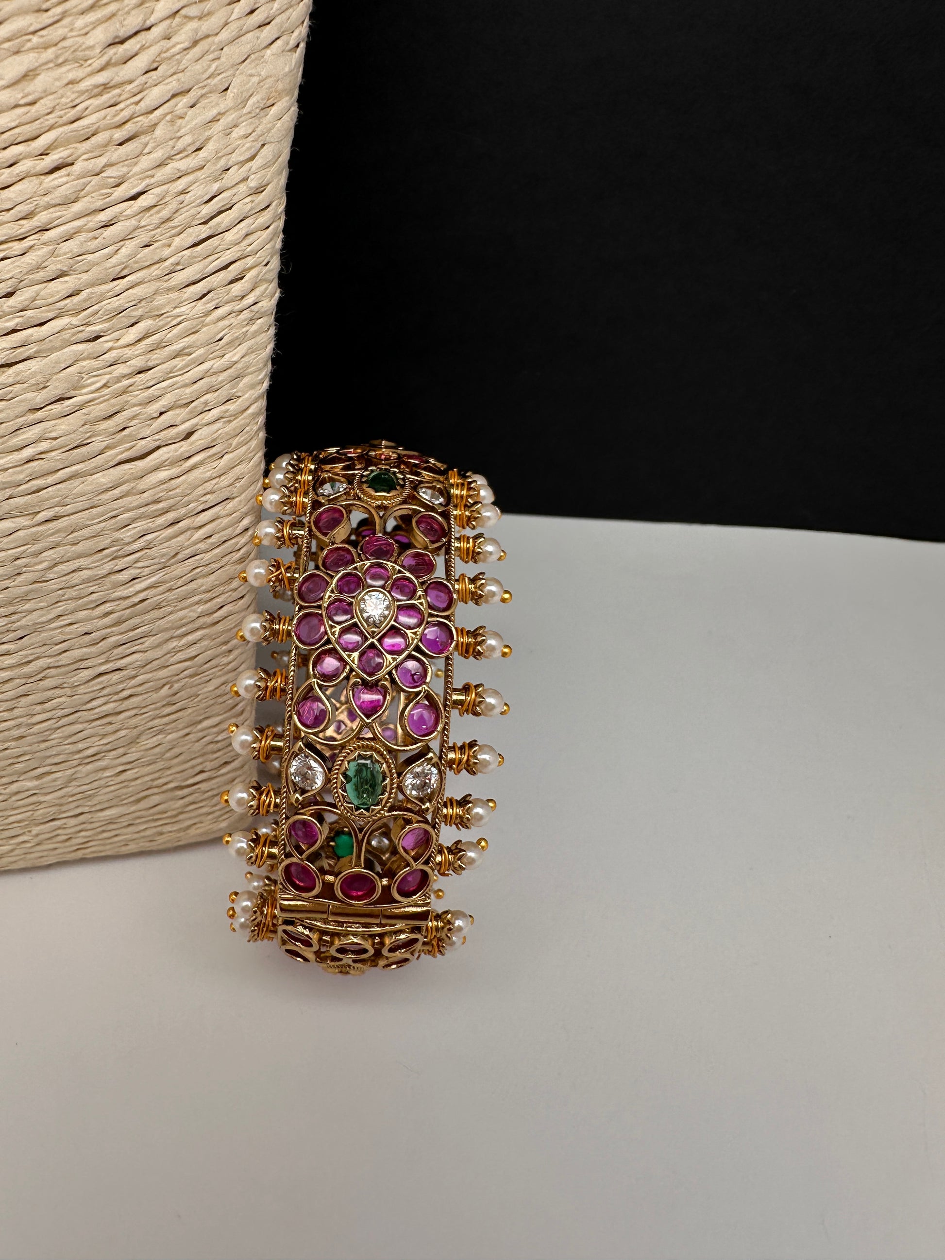 Kemp Multi Color Stones Openable Kada Bracelet - 