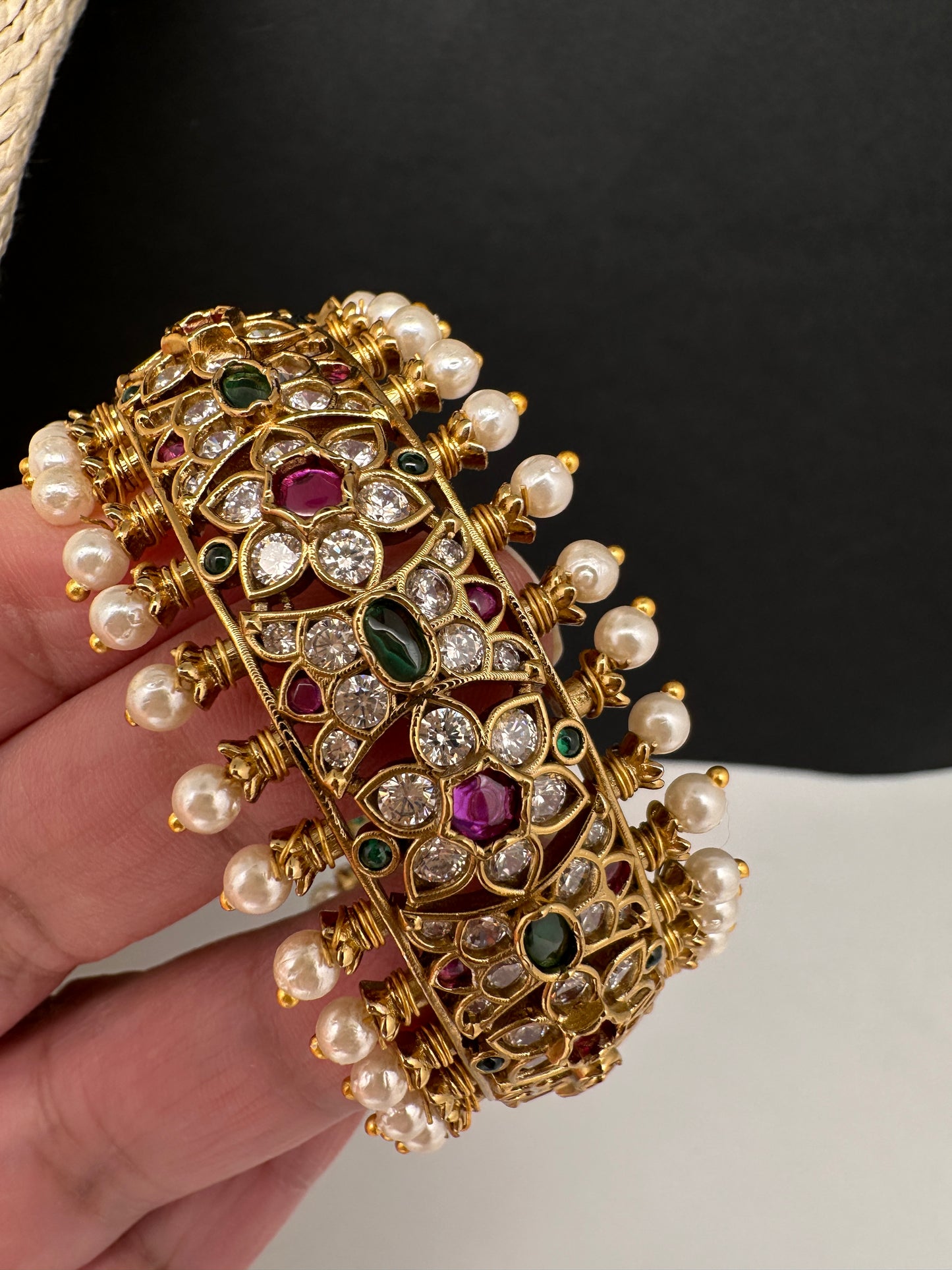 Kemp Multi Color Stones Openable Kada Bracelet - 
