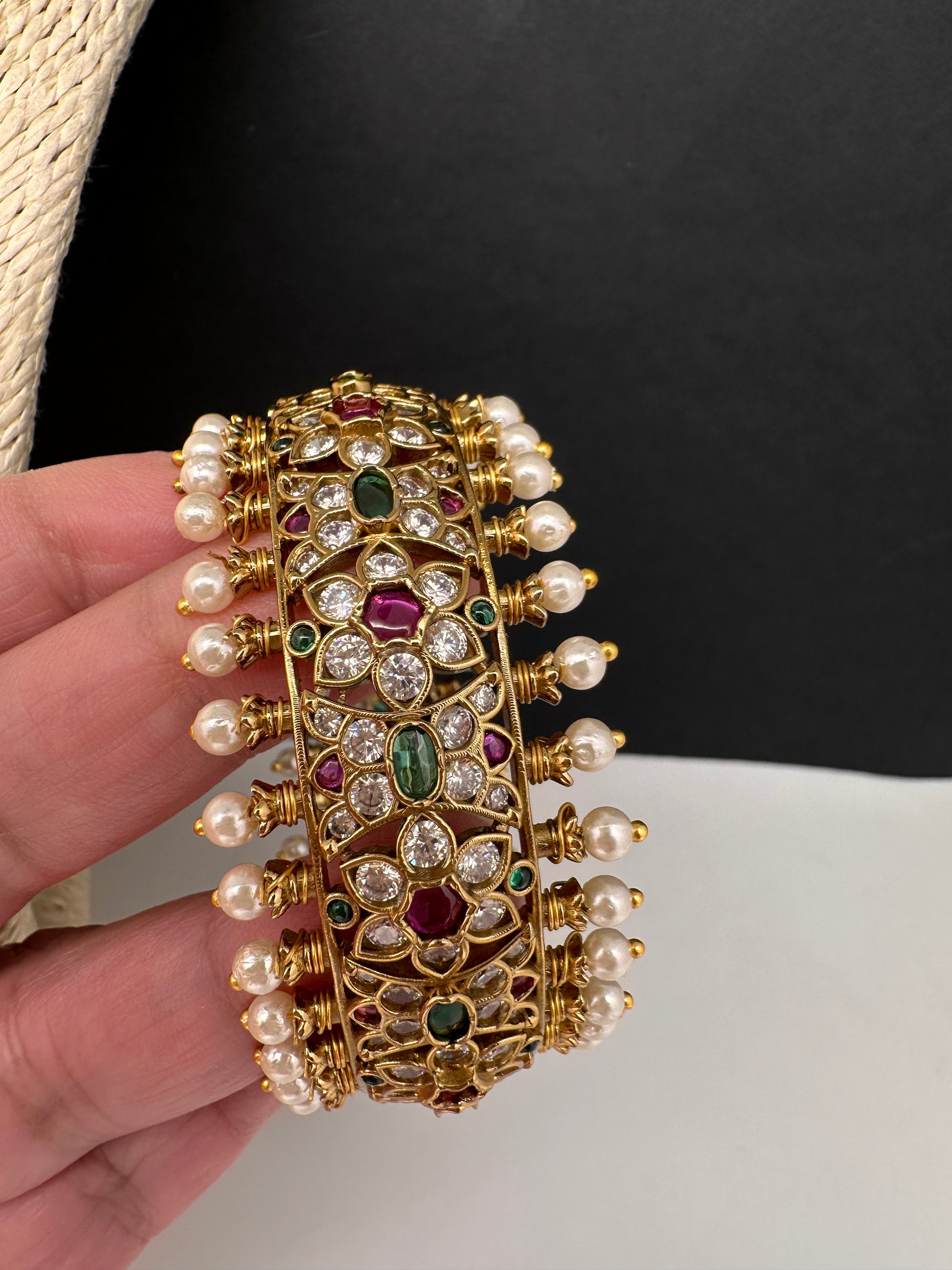 Kemp Multi Color Stones Openable Kada Bracelet - 