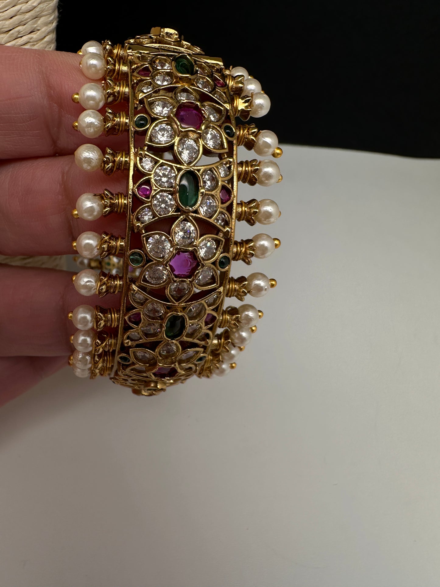 Kemp Multi Color Stones Openable Kada Bracelet - 