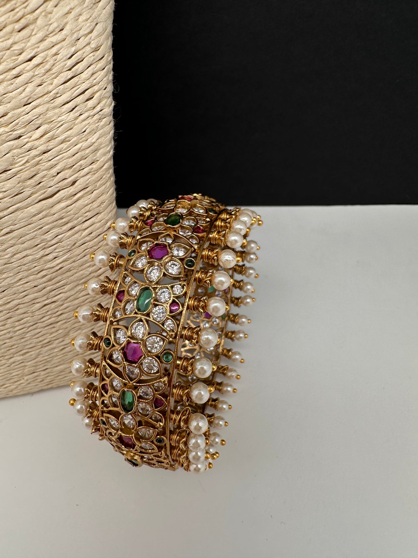 Kemp Multi Color Stones Openable Kada Bracelet - 