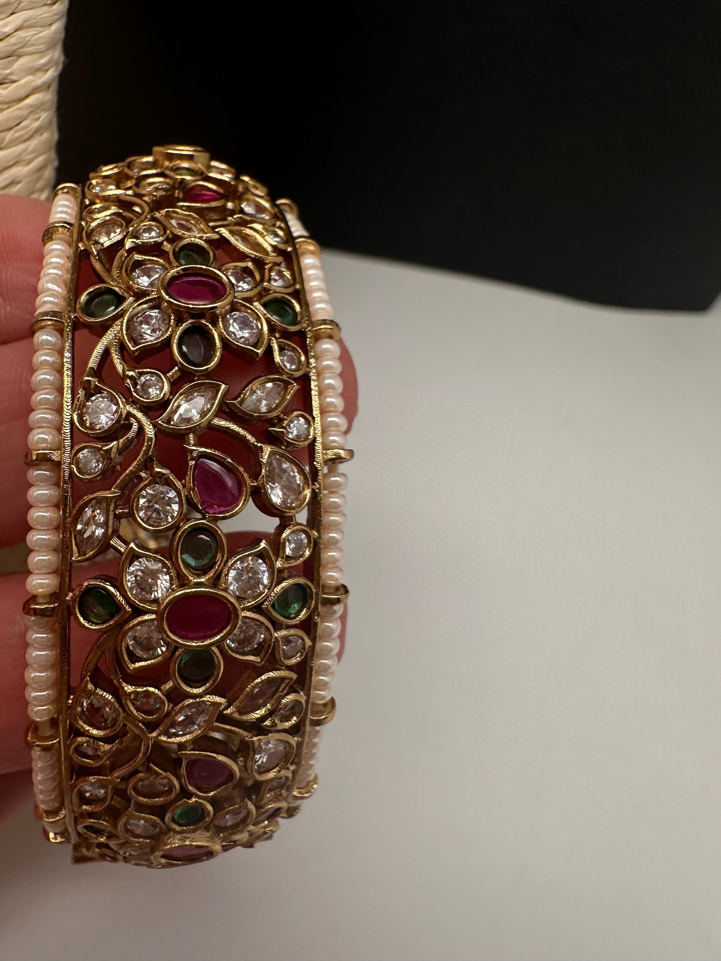 Kemp Multi Color Stones Openable Kada Bracelet - 