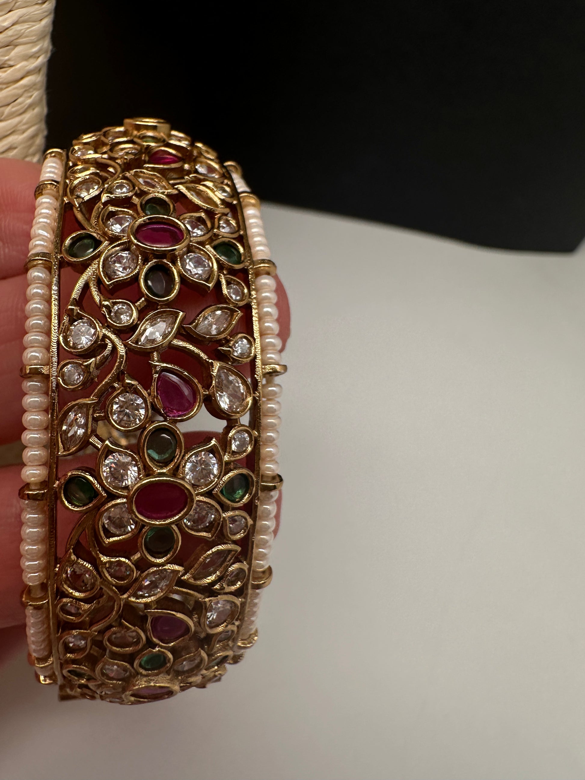 Kemp Multi Color Stones Openable Kada Bracelet - 