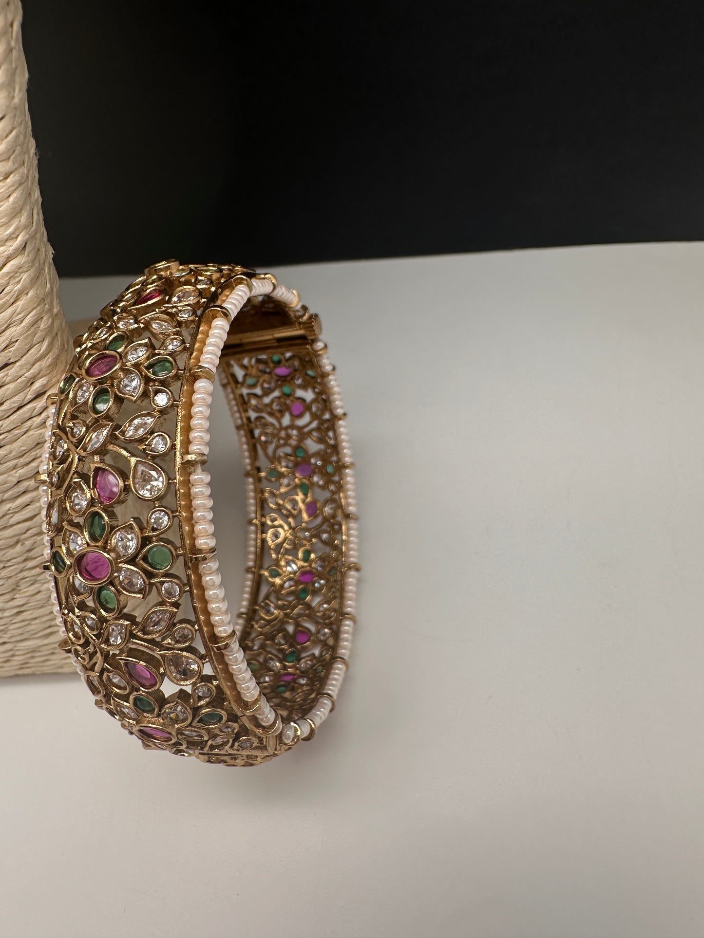 Kemp Multi Color Stones Openable Kada Bracelet - 