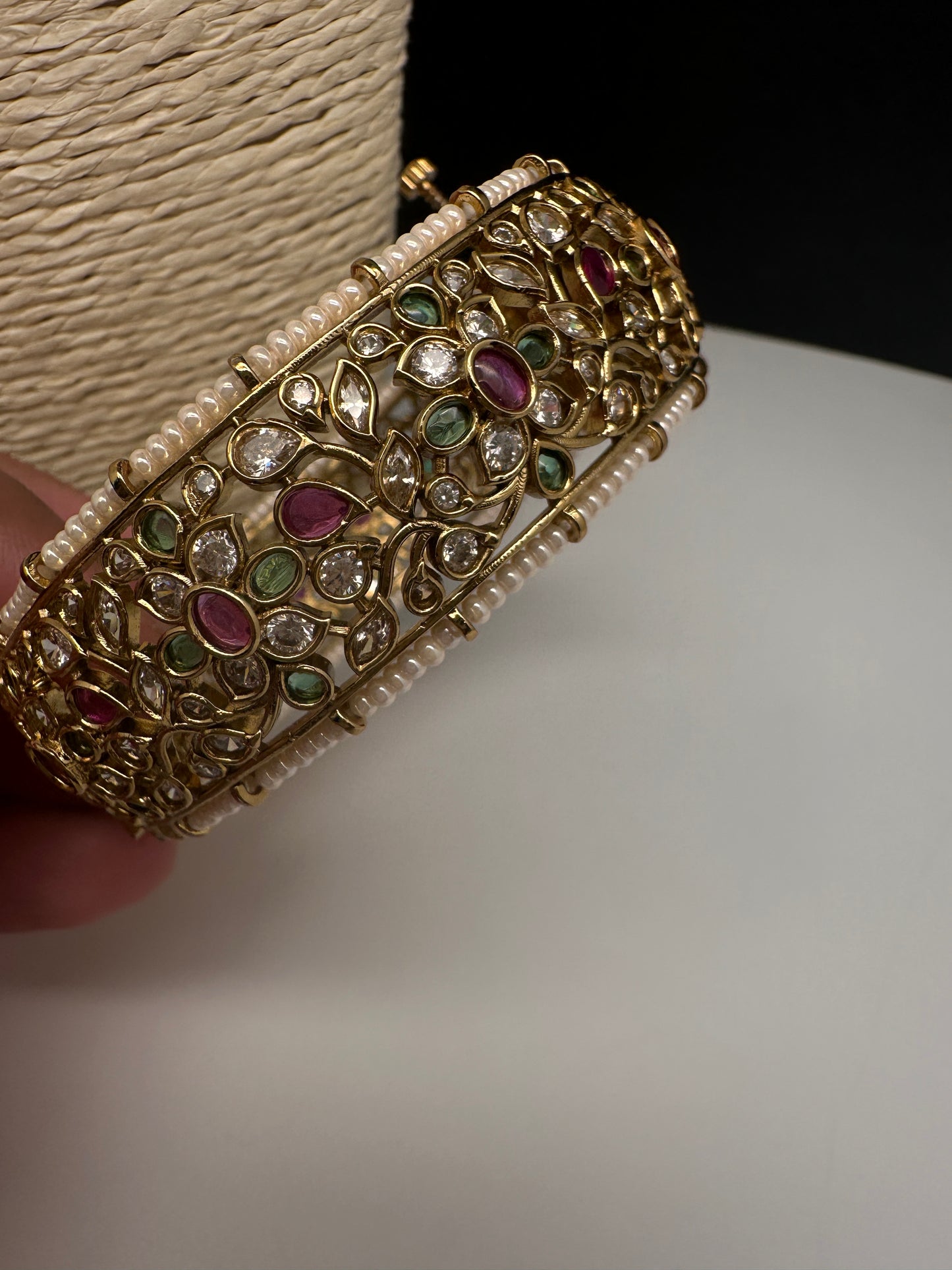 Kemp Multi Color Stones Openable Kada Bracelet - 