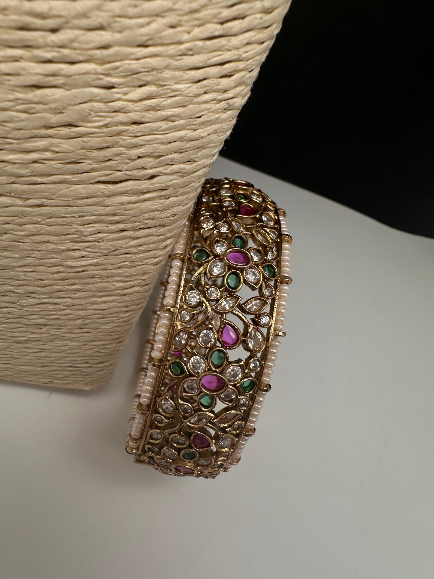 Kemp Multi Color Stones Openable Kada Bracelet - 