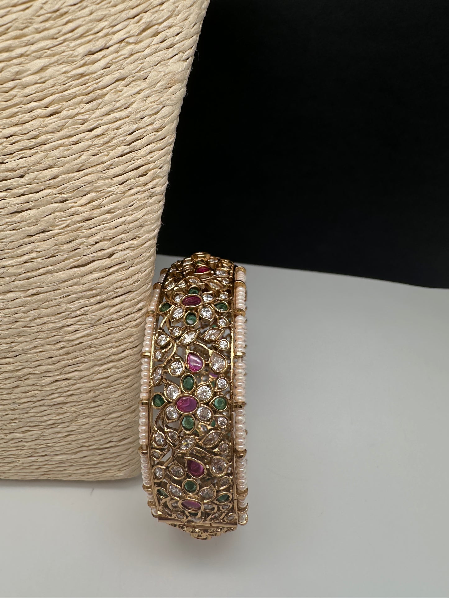 Kemp Multi Color Stones Openable Kada Bracelet - 