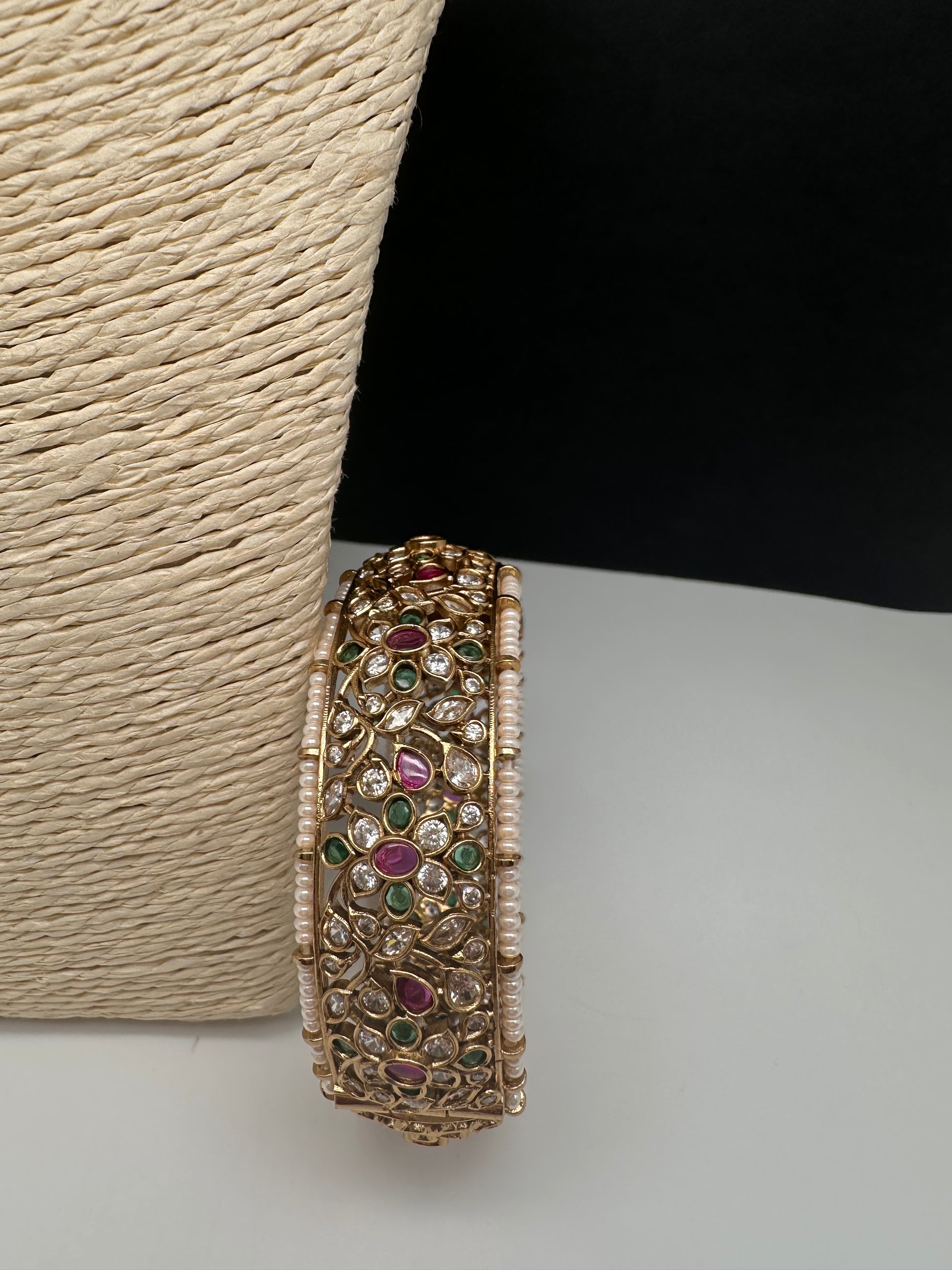 Kemp Multi Color Stones Openable Kada Bracelet - 