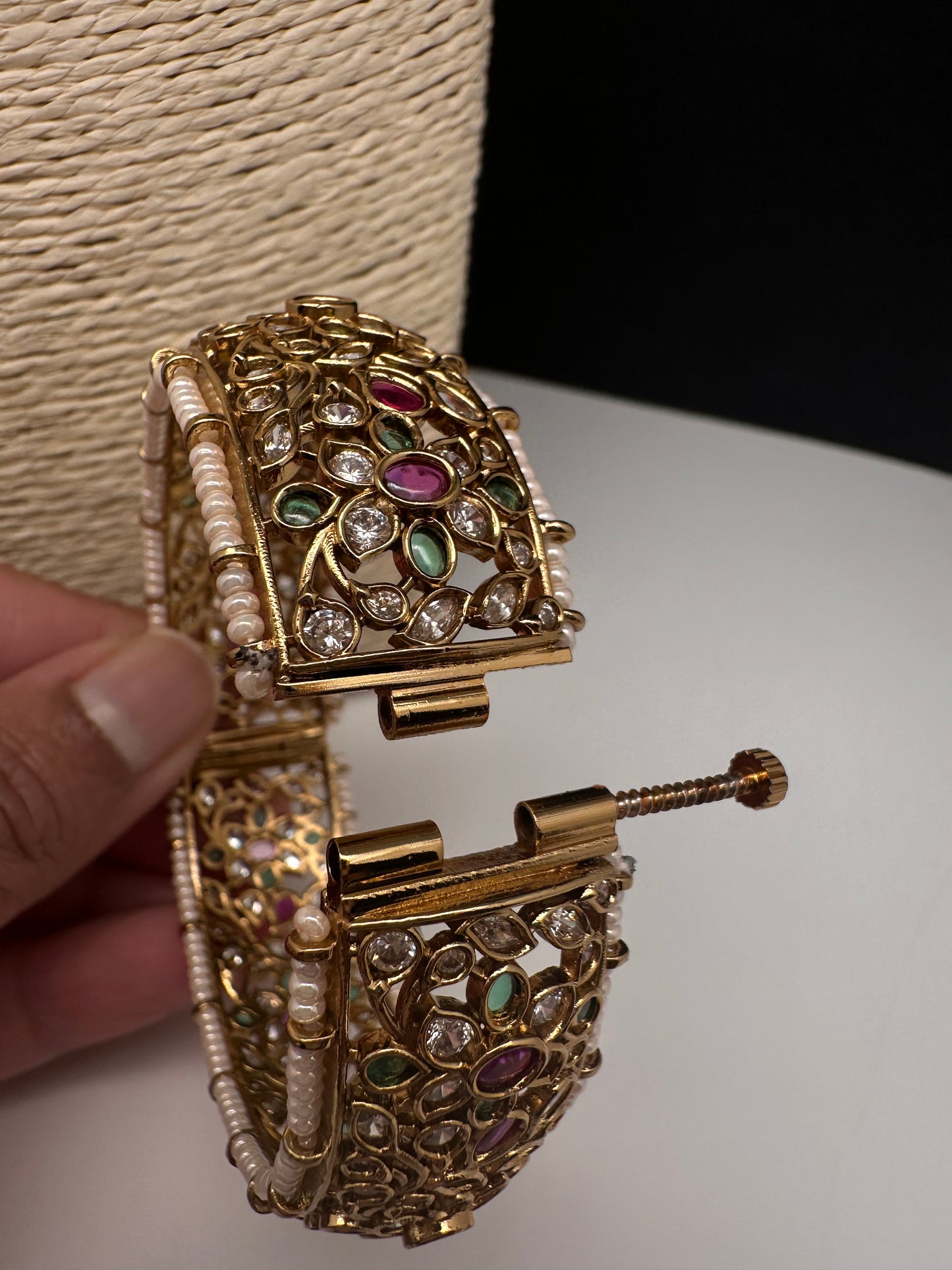 Kemp Multi Color Stones Openable Kada Bracelet - 