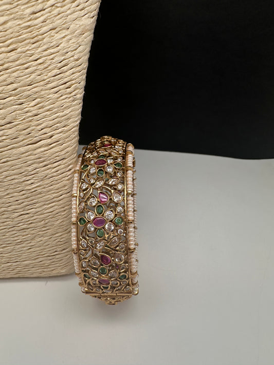 Kemp Multi Color Stones Openable Kada Bracelet - 