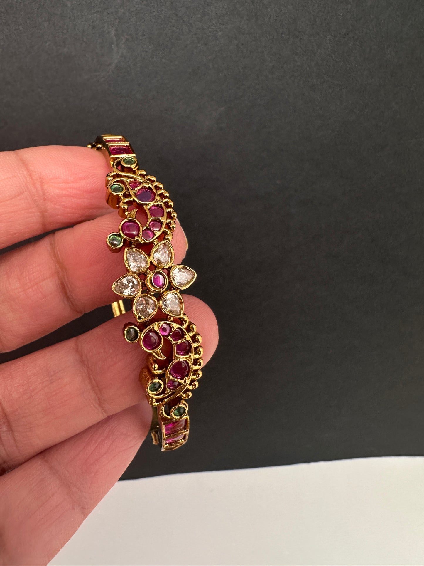 Kemp Multi Color Stones Openable Kada Bracelet - 
