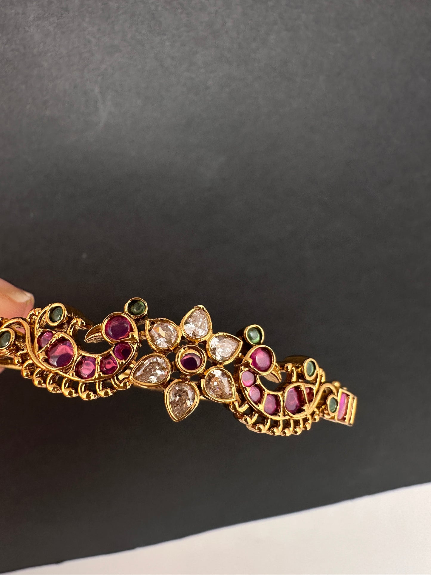 Kemp Multi Color Stones Openable Kada Bracelet - 