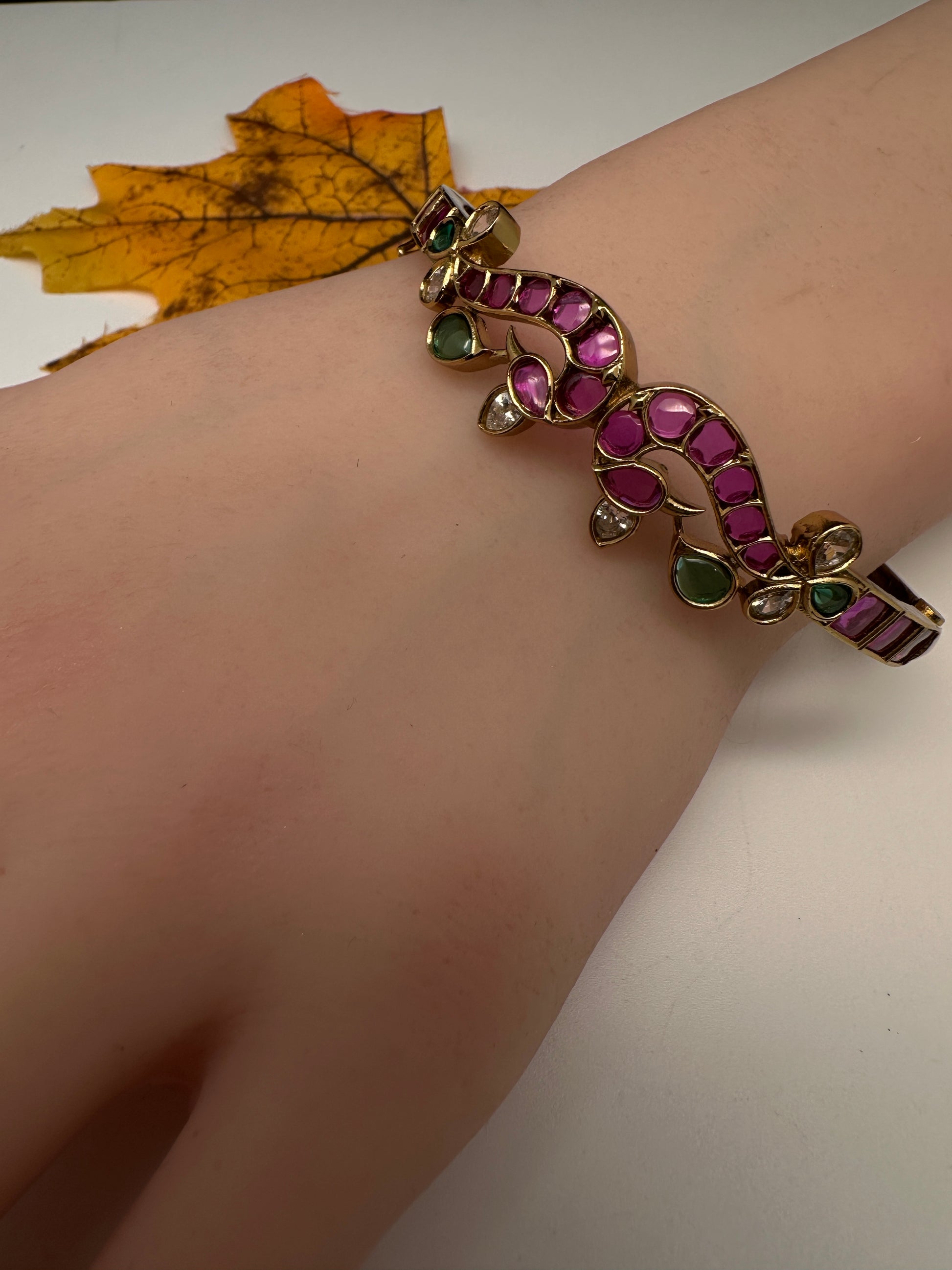 Kemp Multi Color Stones Openable Kada Bracelet - 