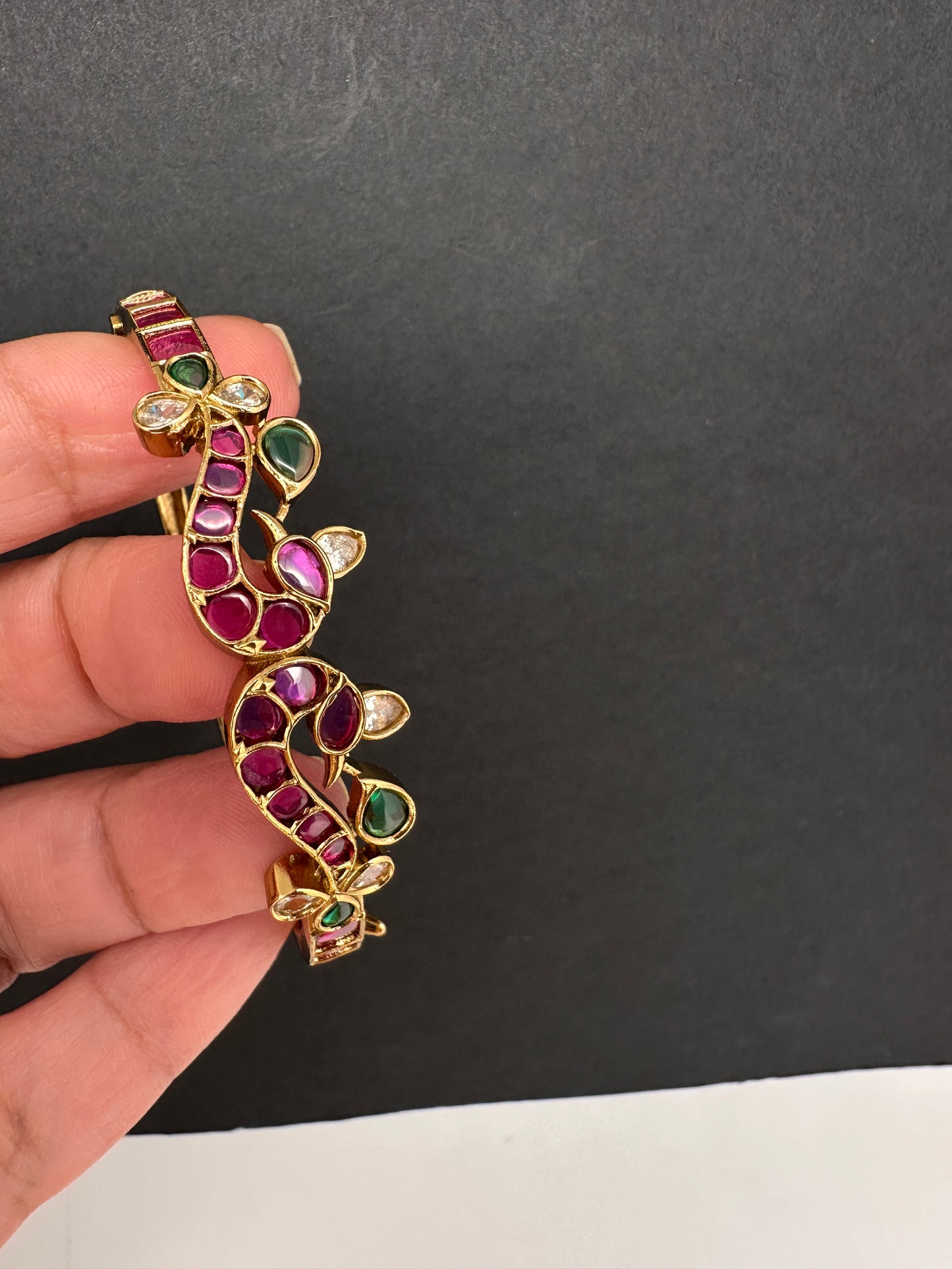 Kemp Multi Color Stones Openable Kada Bracelet - 