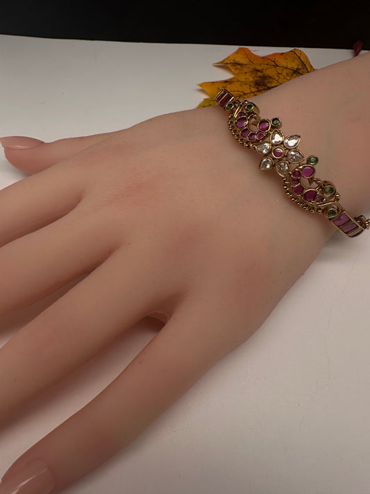 Kemp Multi Color Stones Openable Kada Bracelet - 