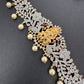 Goddess Lakshmi Red Stone AD Ganga Jamuna Finish Hip Chain