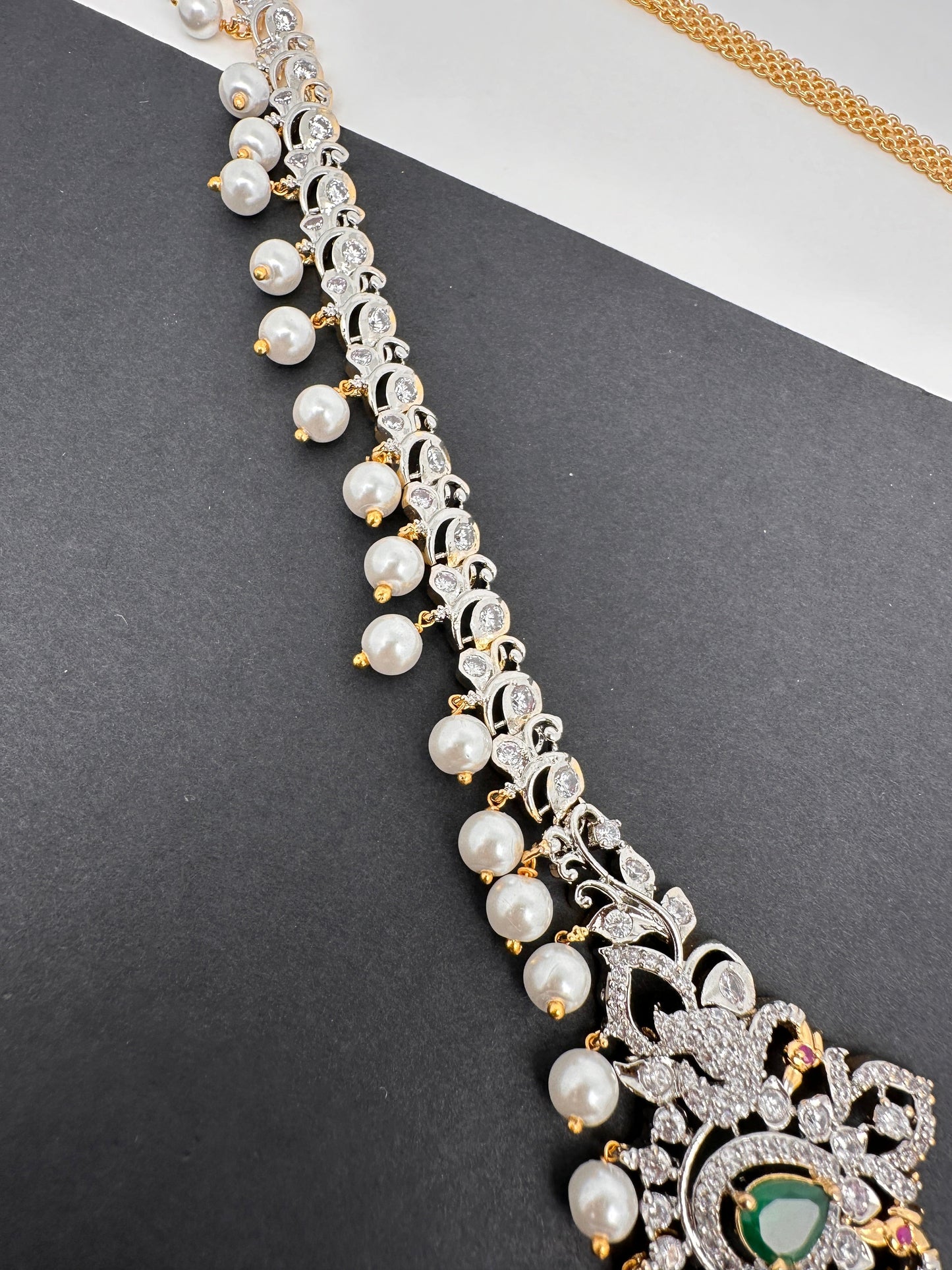 AD Ganga Jamuna Polish Green Stone Hip Chain Kamarbandh