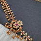 Sleek CZ Red Green Multi Stone Matte Finish Floral Pattern Hip Chain Vaddanam