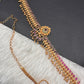 Sleek Red Kemp Green Stone Matte Finish Floral Design Hip Chain Vaddanam