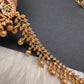 Sleek CZ Red Green Multi Stone Matte Finish Floral Design Hip Chain Vaddanam