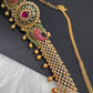 Sleek CZ Red Green Multi Stone Matte Finish Peacock Design Hip Chain Vaddanam
