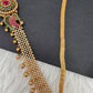 Sleek CZ Red Green Multi Stone Matte Finish Peacock Design Hip Chain Vaddanam