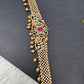 Sleek CZ Red Green Multi Stone Matte Finish Hip Chain Vaddanam