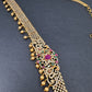 Sleek CZ Red Green Multi Stone Matte Finish Hip Chain Vaddanam