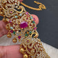 Sleek CZ Red Green Multi Stone Matte Finish Hip Chain Vaddanam