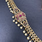 Sleek CZ Red Stone Hip Chain Vaddanam