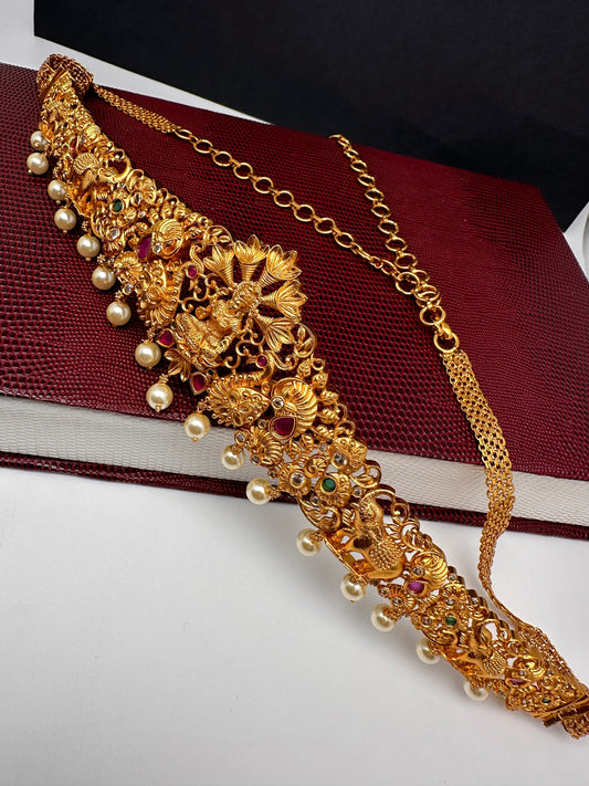 Multi Stone Goddess Lakshmi Matte Finish Kids Hip Belt Kamarbandh