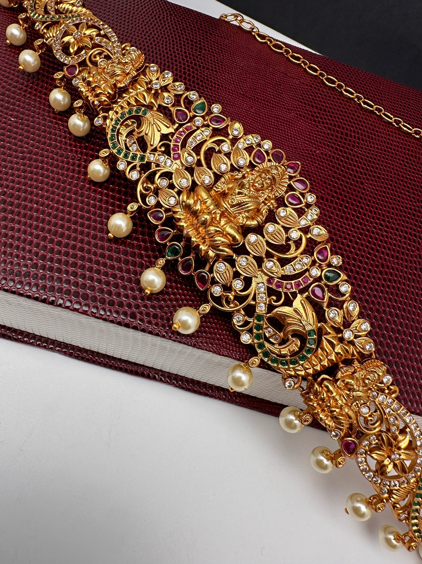 Multi Stone Goddess Lakshmi Matte Finish Kids Hip Belt Kamarbandh